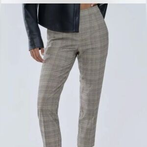 Babaton Plaid Ankle Pants in Beige and Gray